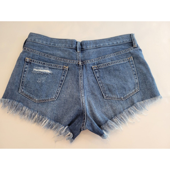 We The Free Distressed Denim Shorts Cut Off Frayed Button Fly High Rise Women 28 - Picture 8 of 11